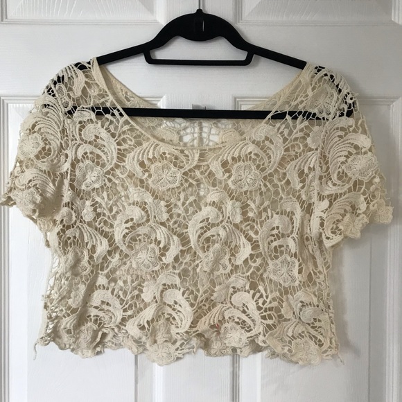 Forever 21 Tops - Crochet Crop Top- perfect swim cover up